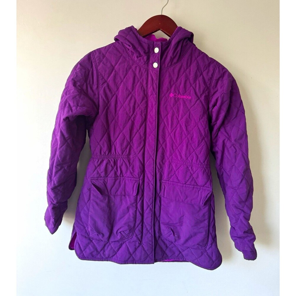 Columbia Girls Medium Purple Quilted Hooded Insulated Jacket Coat OUTGROWN